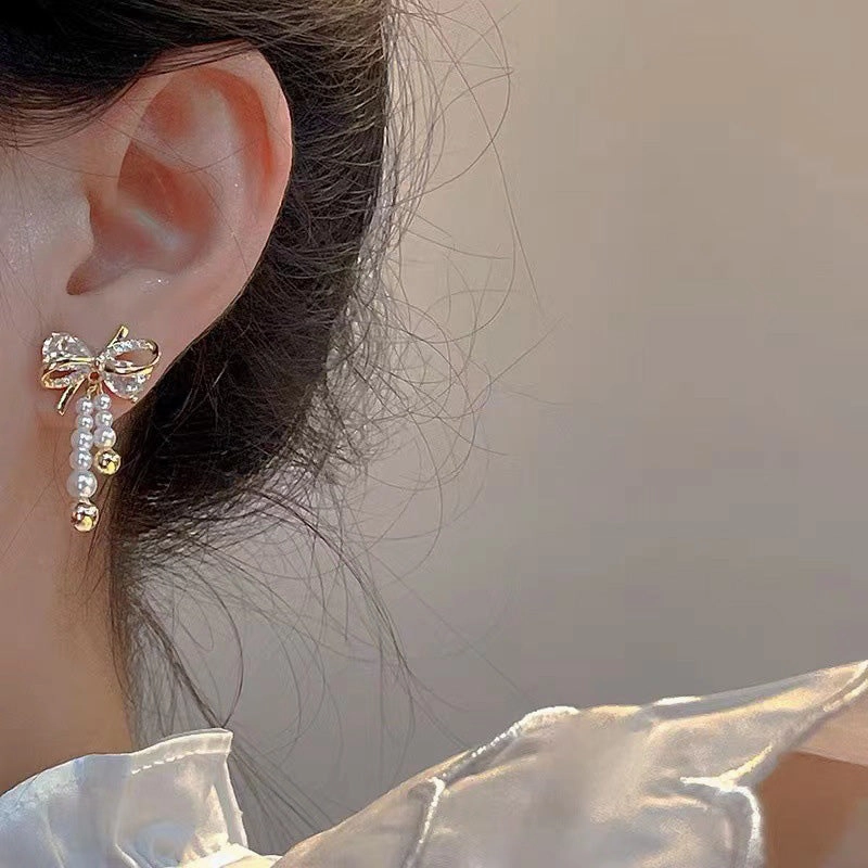 Wholesale Bowknot Pearl Earrings OLY-ES-FL005