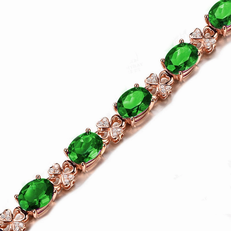 Wholesale Bracelet Copper Luxury Brazilian Emerald Diamond Bracelet OLY-BT-DSL001
