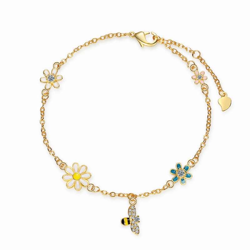 Wholesale Bracelet Copper Mori Fresh Sweet Colorful Flower Bracelet OLY-BT-XZS008