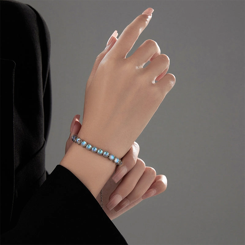Wholesale Bracelet Copper Personality Ring Synthetic Colorful Moonstone OLY-BT-XZS009