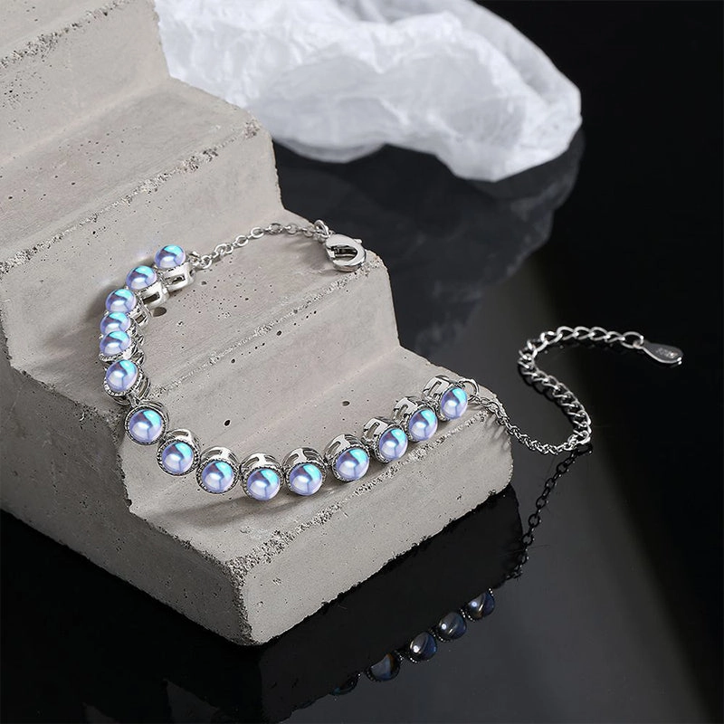 Wholesale Bracelet Copper Personality Ring Synthetic Colorful Moonstone OLY-BT-XZS009
