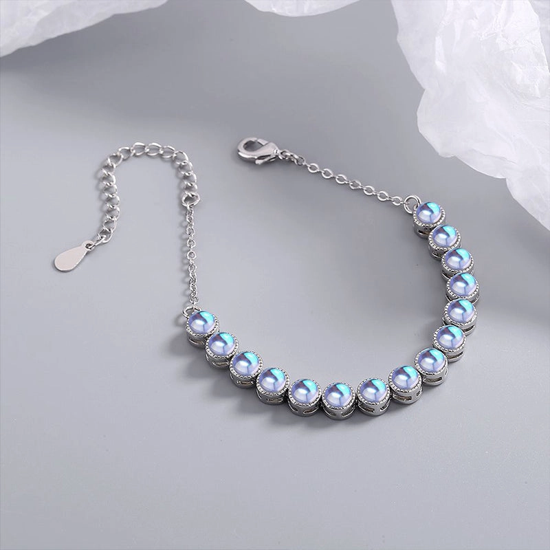 Wholesale Bracelet Copper Personality Ring Synthetic Colorful Moonstone OLY-BT-XZS009