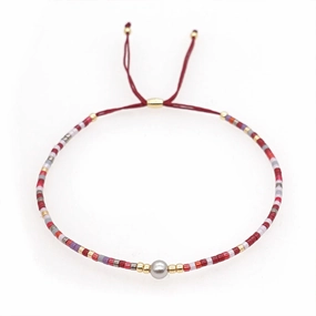 Wholesale Bracelet Glass Rice Beads Semi Precious Stones Handwoven Colorful Beads OLY-BT-GBH004
