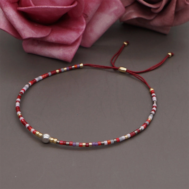 Wholesale Bracelet Glass Rice Beads Semi Precious Stones Handwoven Colorful Beads OLY-BT-GBH004