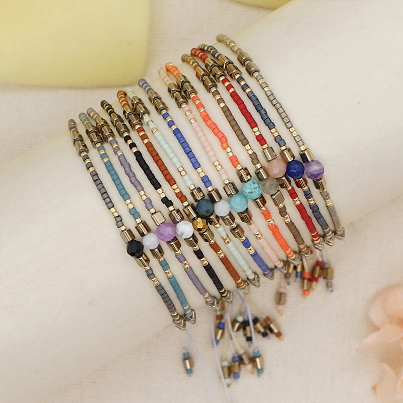 Wholesale Bracelet Glass Simple Boho Fashion Rice Beads Handmade OLY-BT-GBH002