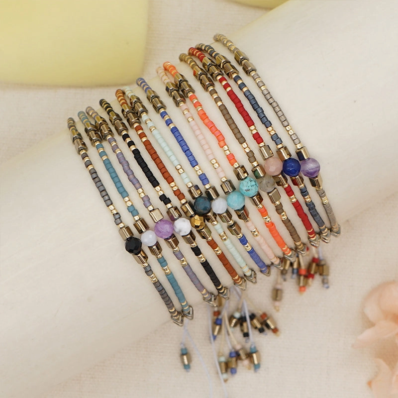 Wholesale Bracelet Glass Simple Boho Fashion Rice Beads Handmade OLY-BT-GBH002