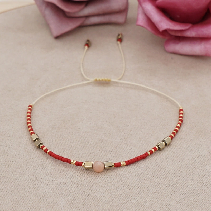 Wholesale Bracelet Glass Simple Boho Fashion Rice Beads Handmade OLY-BT-GBH002