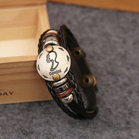 Wholesale Braided Rope Genuine Leather Alloy Buckle Bracelet