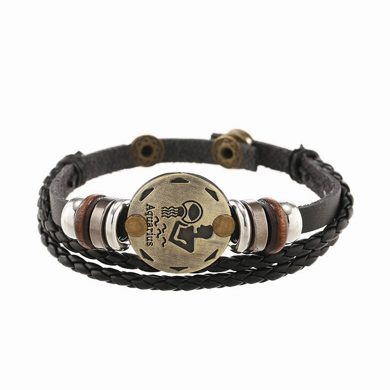 Wholesale Braided Rope Genuine Leather Alloy Buckle Bracelet
