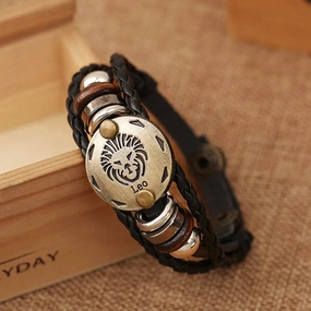 Wholesale Braided Rope Genuine Leather Alloy Buckle Bracelet