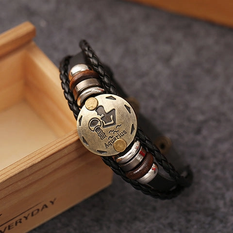 Wholesale Braided Rope Genuine Leather Alloy Buckle Bracelet