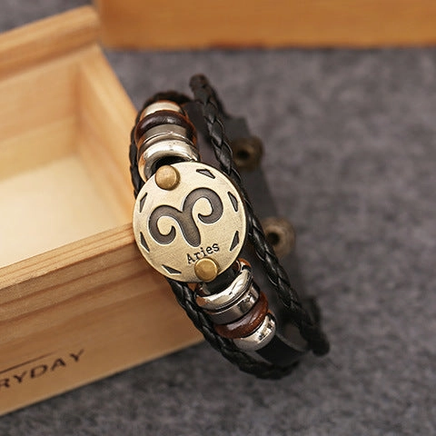 Wholesale Braided Rope Genuine Leather Alloy Buckle Bracelet