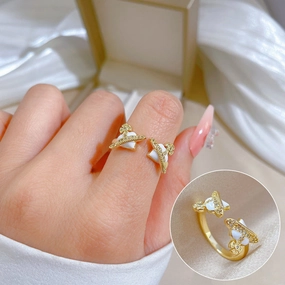 Wholesale Brass Gold Plated Heart Oil Drip Zircon Ring