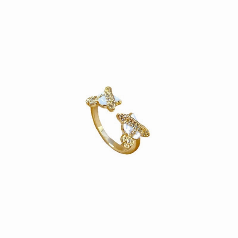 Wholesale Brass Gold Plated Heart Oil Drip Zircon Ring