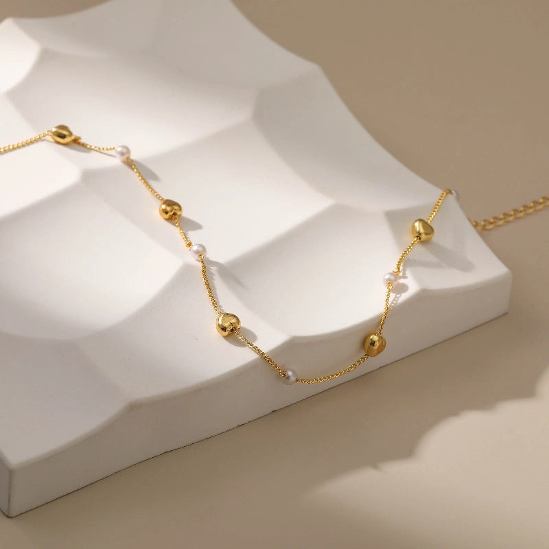 Wholesale Brass Plated 18K Gold Pearl Necklace