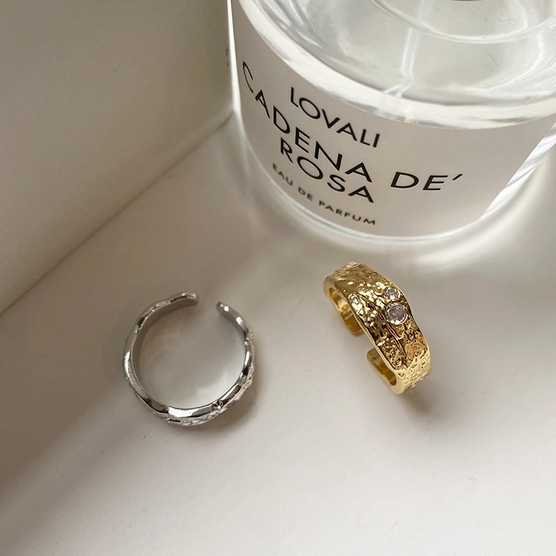 Wholesale Brass Plated Genuine Gold Pleated Open Ring