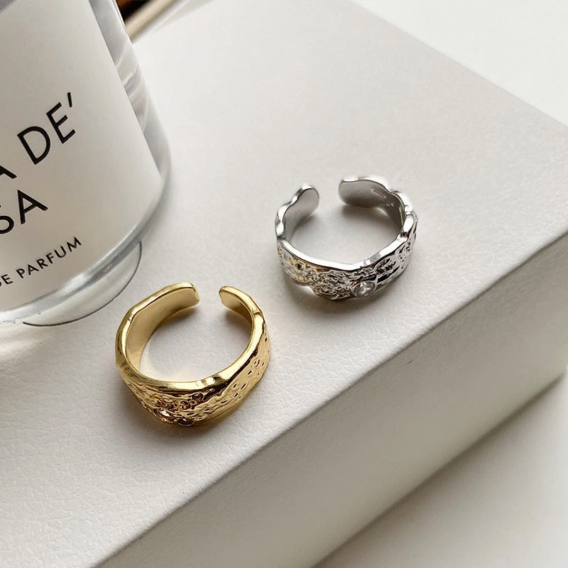 Wholesale Brass Plated Genuine Gold Pleated Open Ring