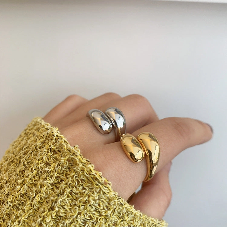Wholesale Brass Plated Genuine Gold Water Drop Cross Ring