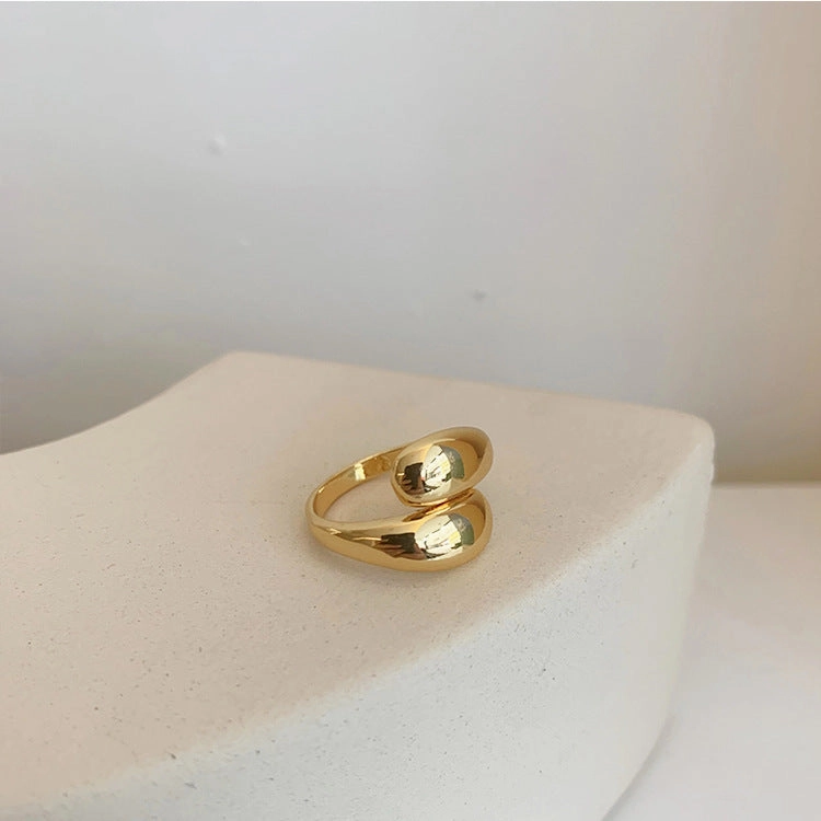 Wholesale Brass Plated Genuine Gold Water Drop Cross Ring