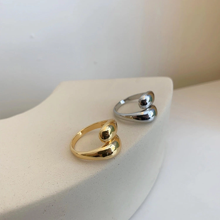 Wholesale Brass Plated Genuine Gold Water Drop Cross Ring