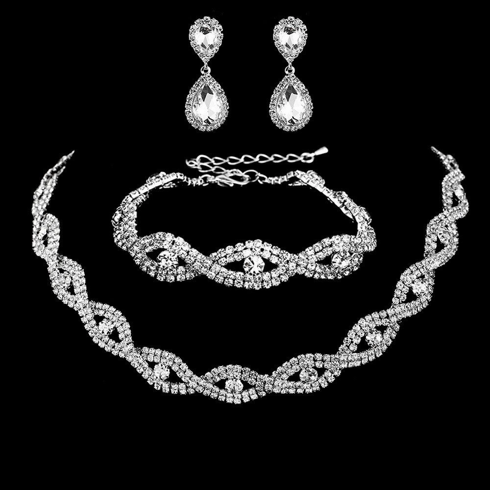 Wholesale Bridal Three-Piece Set Rhinestone Earrings