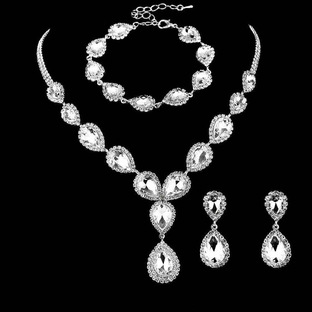 Wholesale Bridal Three-Piece Set Rhinestone Earrings