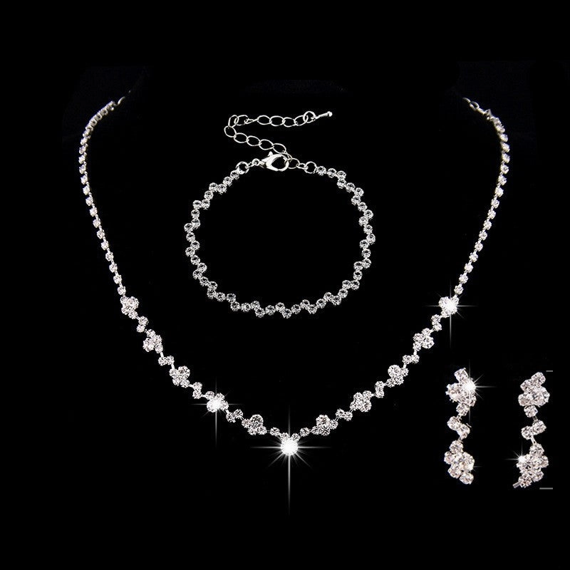 Wholesale Bridal Three-Piece Set Rhinestone Earrings