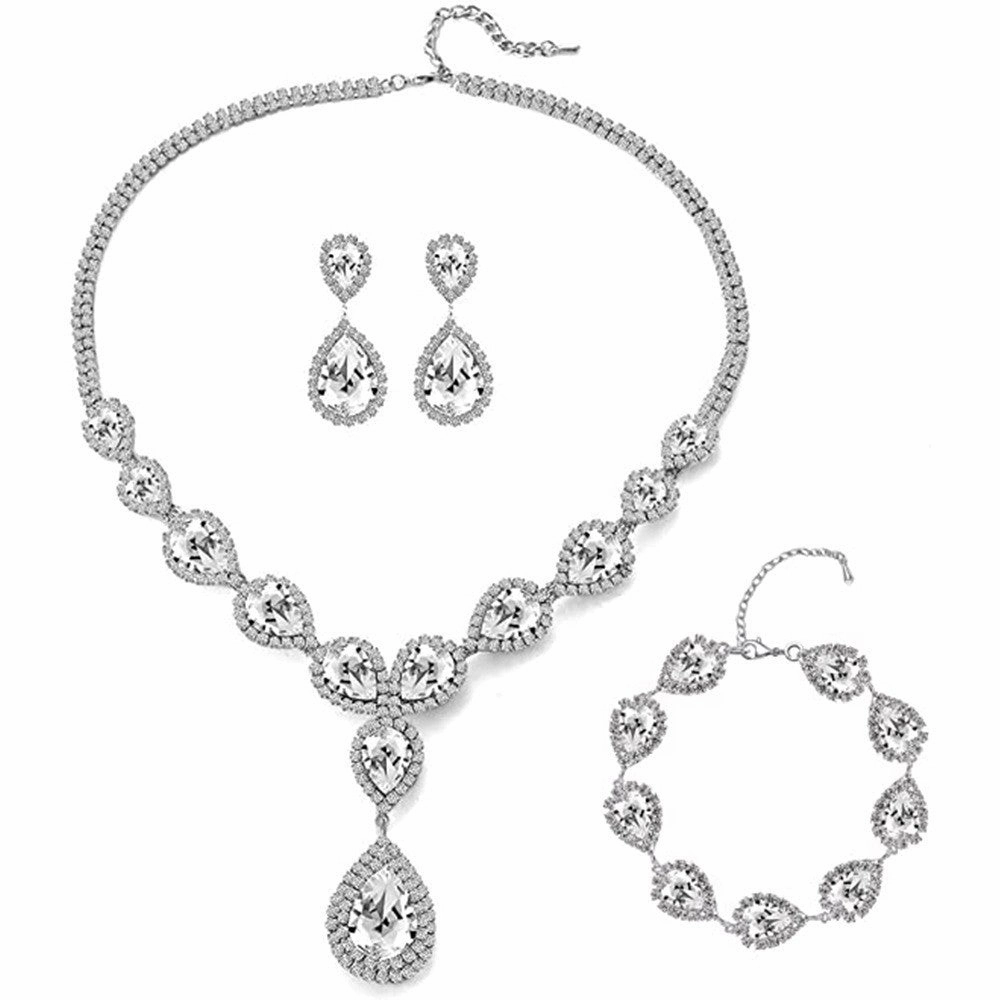 Wholesale Bridal Three-Piece Set Rhinestone Earrings