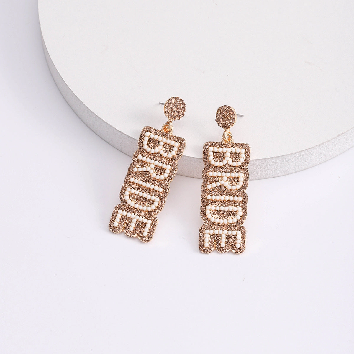 Wholesale BRIDE Alloy Rice Bead Diamond Earrings