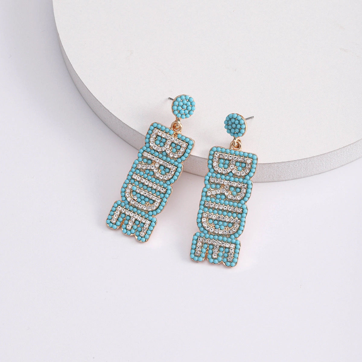 Wholesale BRIDE Alloy Rice Bead Diamond Earrings