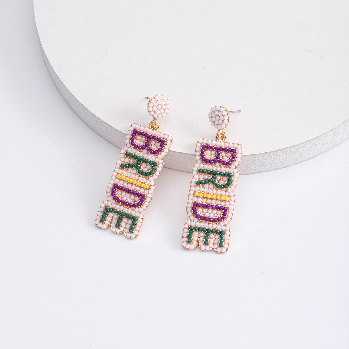Wholesale BRIDE Alloy Rice Bead Diamond Earrings
