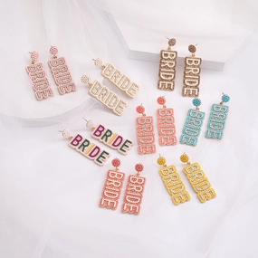Wholesale BRIDE Alloy Rice Bead Diamond Earrings