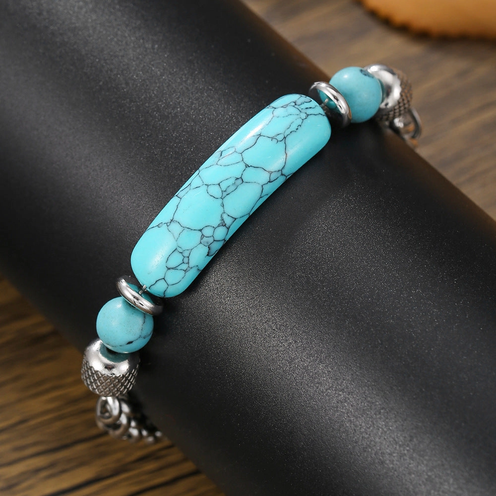Wholesale Bridge Turquoise Bracelet Vintage Stainless Steel Chain