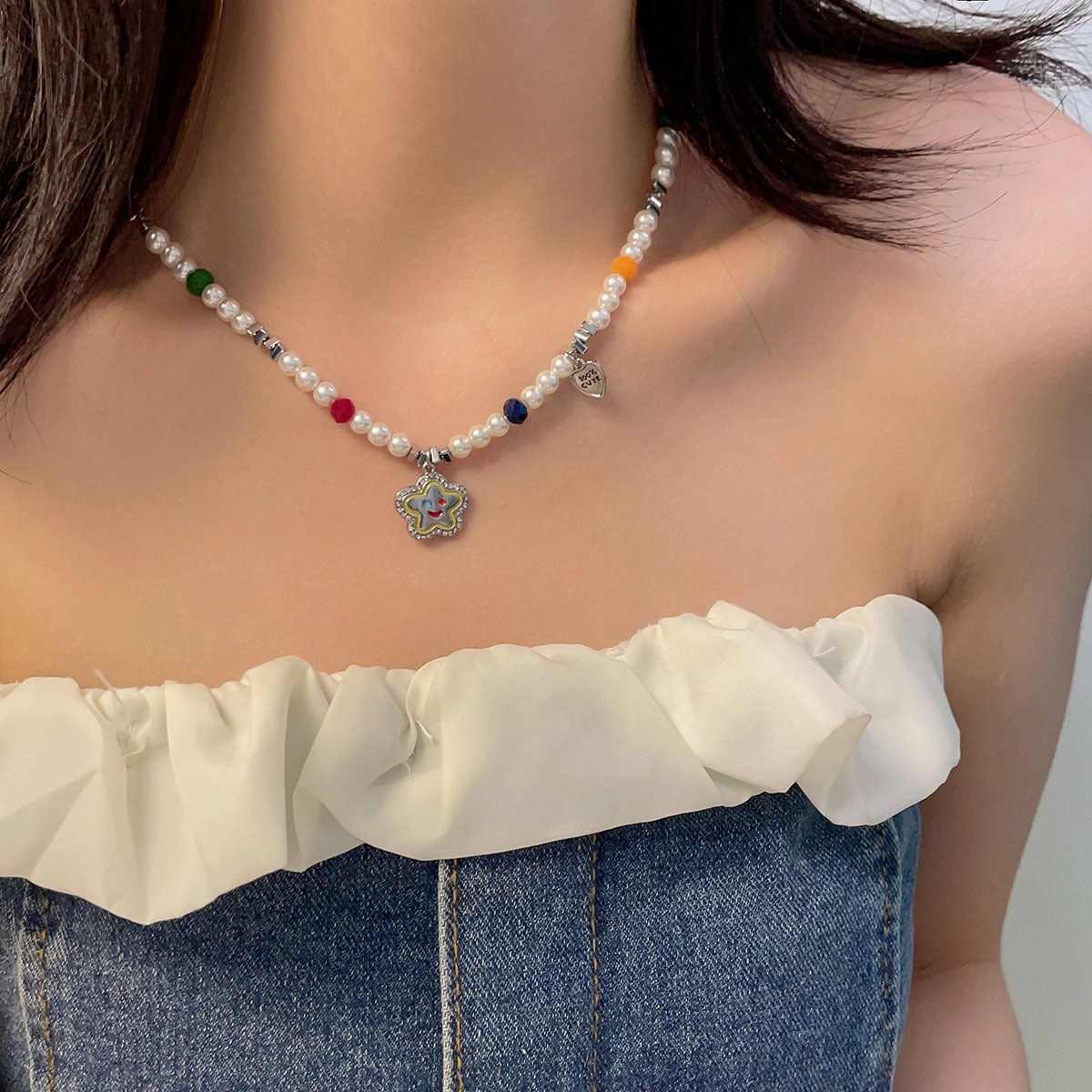 Wholesale Bronze Star Pearl Necklace