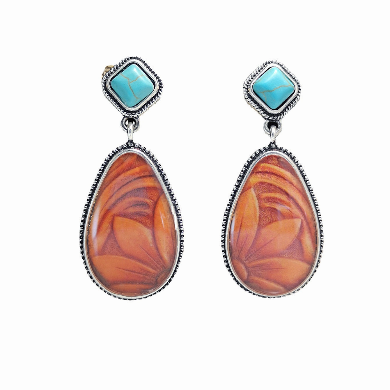 Wholesale Brown Sunflower Metal Earrings