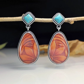 Wholesale Brown Sunflower Metal Earrings