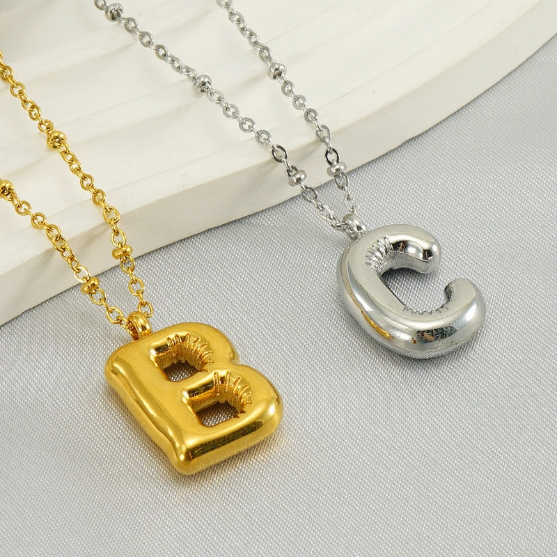 Wholesale Bubble Letter 18K Stainless Steel Necklace