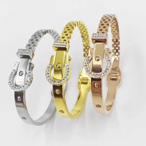 Wholesale Buckle Hollow Titanium Steel Rose Gold Bracelet