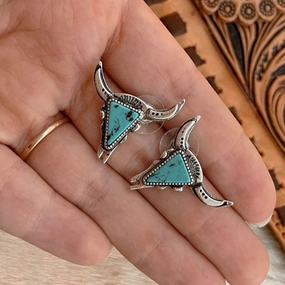 Wholesale Bull Head Turquoise Alloy Earrings