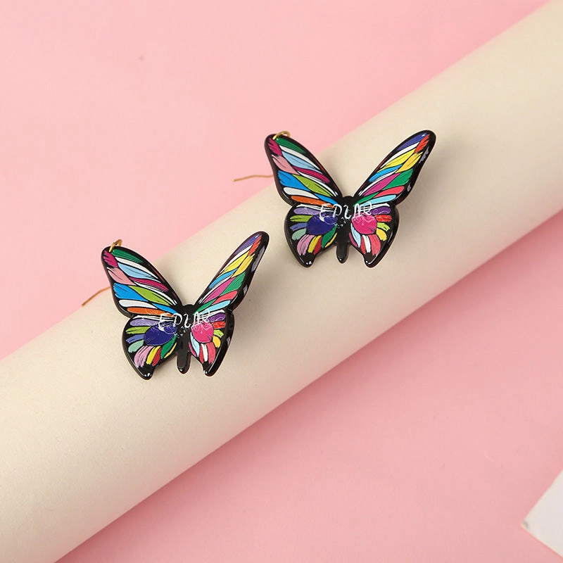 Wholesale butterfly acrylic stereoscopic colorful Earrings