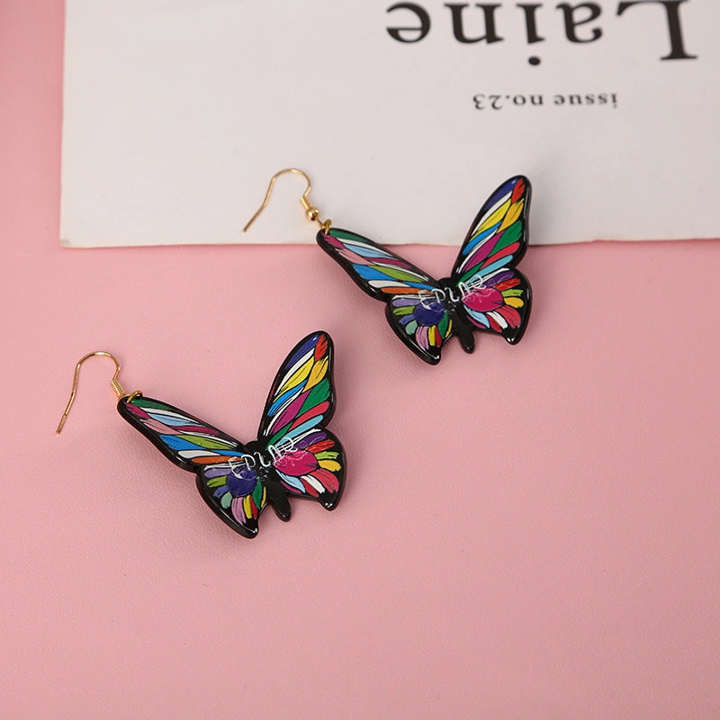 Wholesale butterfly acrylic stereoscopic colorful Earrings