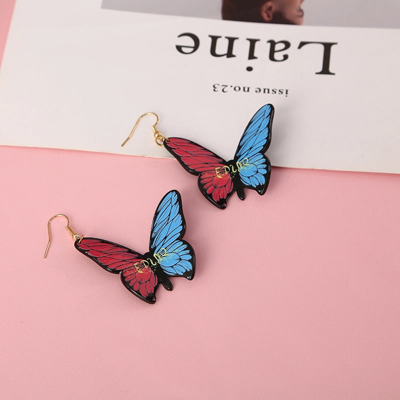 Wholesale butterfly acrylic stereoscopic colorful Earrings