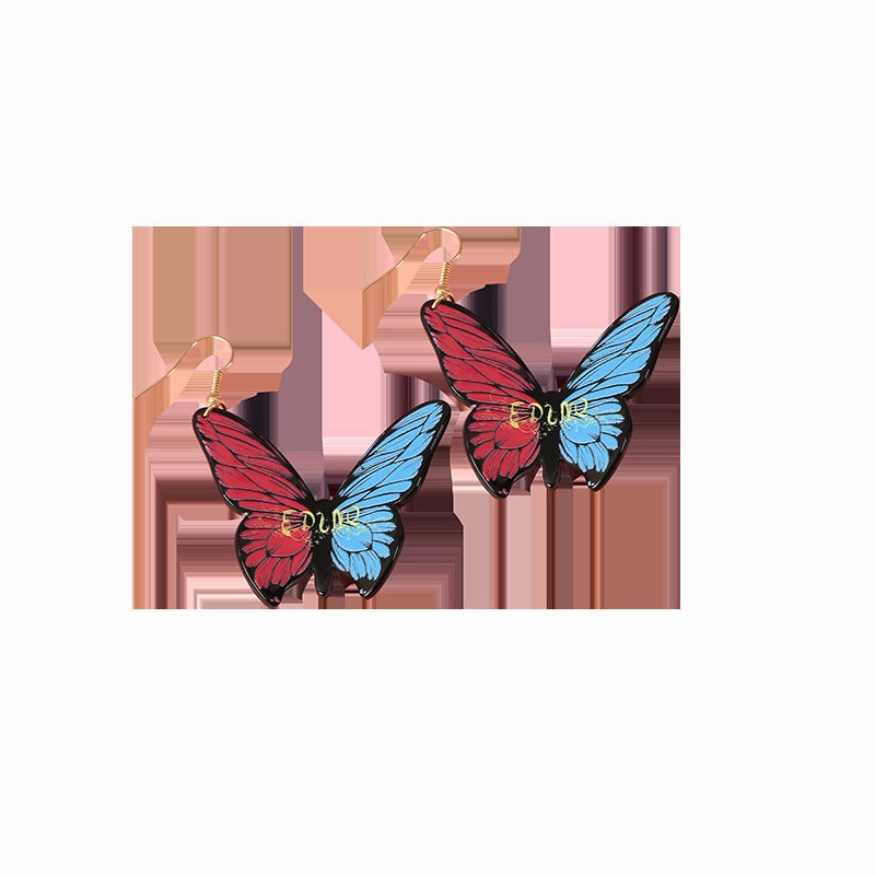 Wholesale butterfly acrylic stereoscopic colorful Earrings