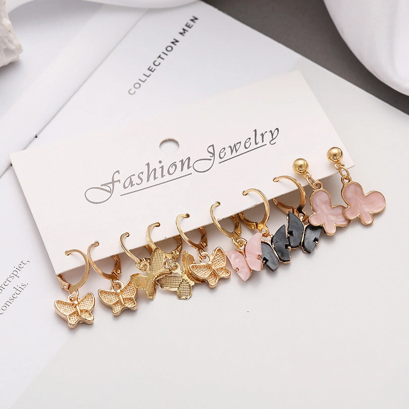 Wholesale Butterfly Alloy Earrings Set of 5