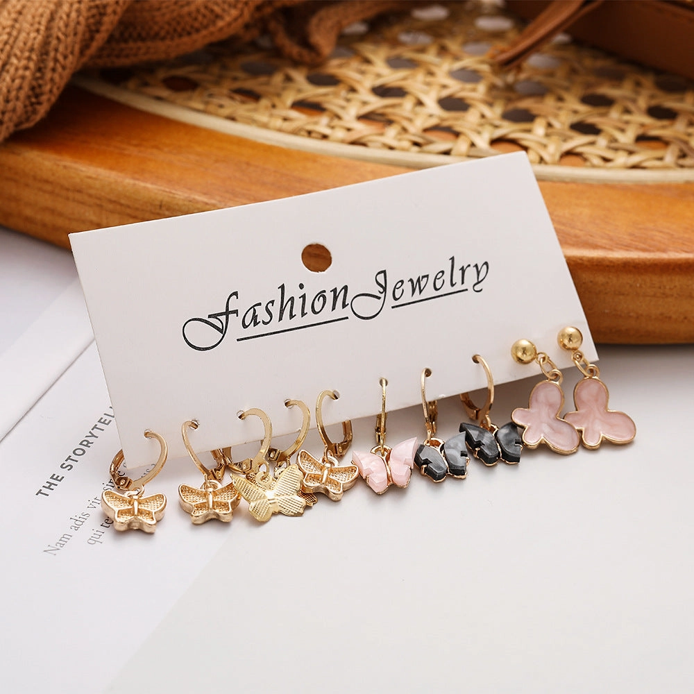 Wholesale Butterfly Alloy Earrings Set of 5