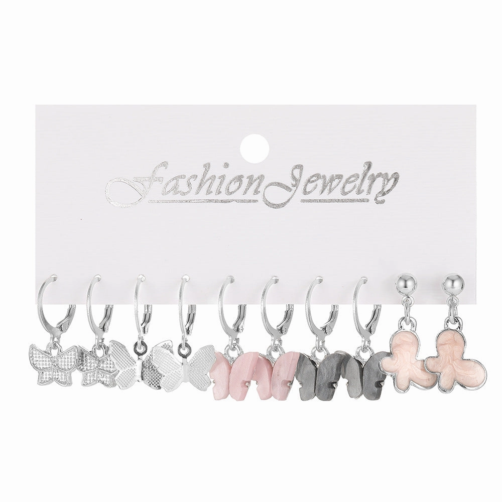 Wholesale Butterfly Alloy Earrings Set of 5