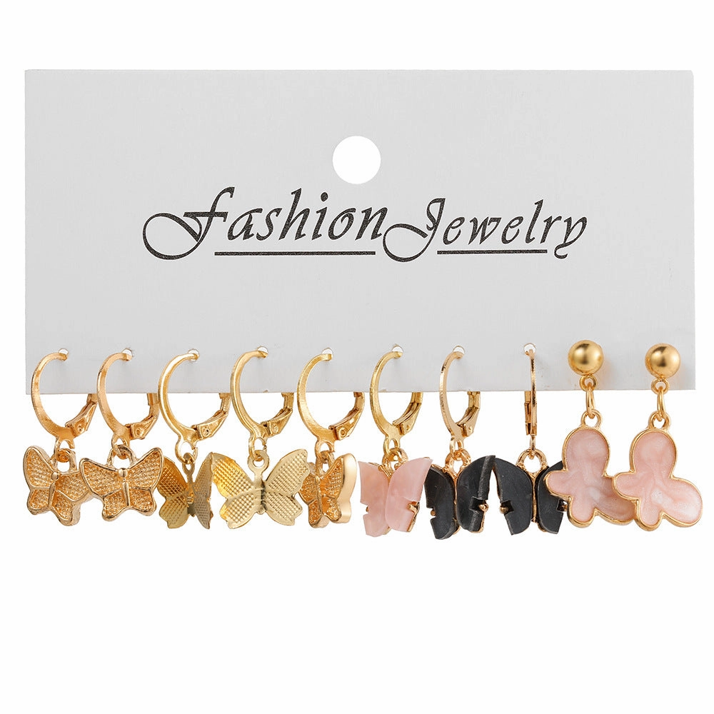 Wholesale Butterfly Alloy Earrings Set of 5
