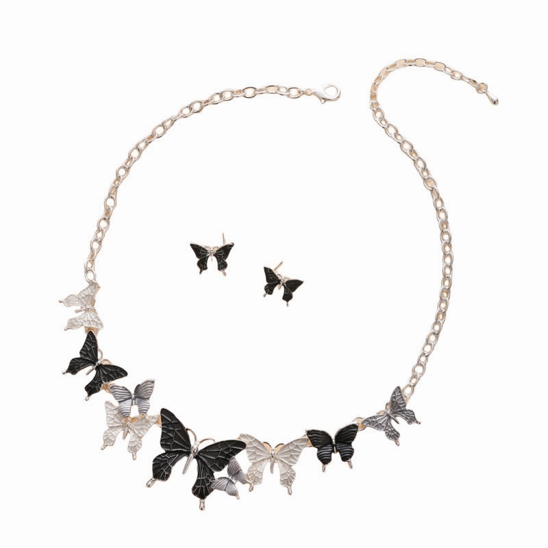 Wholesale Butterfly Alloy Necklace and Earrings Set