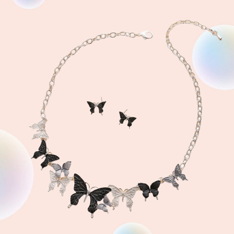 Wholesale Butterfly Alloy Necklace and Earrings Set