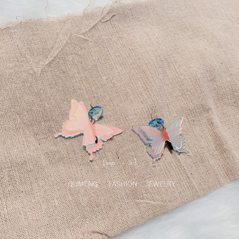 Wholesale Butterfly Brilliant Laser Transparent Earrings